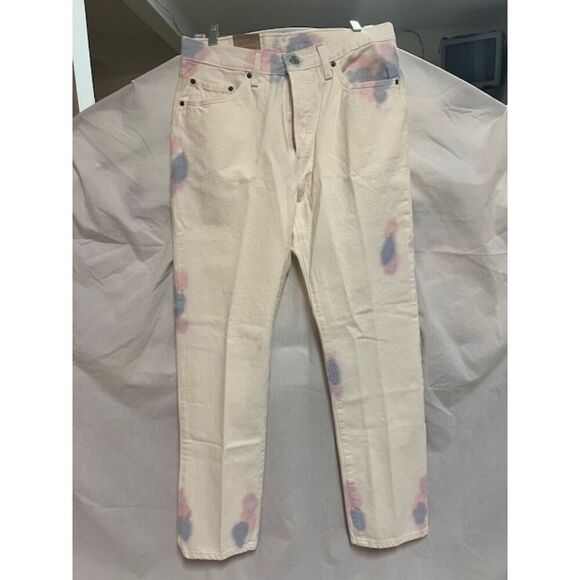 NEW Levi's 501 Jeans Womens Straight Leg White Tie Dye High Waisted Size 31x30 - Picture 3 of 14
